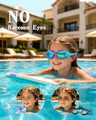 Aegend Kids Swim Goggles 2-Pack, Anti-Fog Waterproof Swimming Glasses UV Protection for Boys Girls Ages 3-15, with Earplugs and Quick Adjust, Nose Clip Included - Thumbnail 5