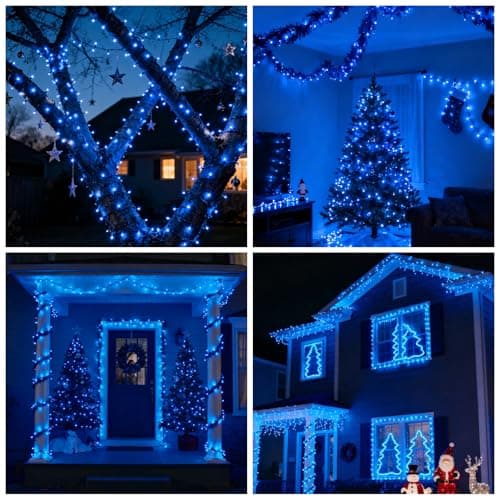 VTECHOLOGY 500 LED Blue Christmas Tree Light Plug in,Connectable 170ft String Lights with 8Modes UL Certified Outdoor Indoor for Halloween Holiday Bedroom Party Decor - Thumbnail 6