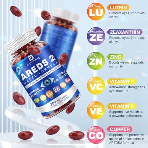 AREDS 2 Eye Vitamin & Mineral Supplement — Lutein and Zeaxanthin Supplement, Vitamin C & E, Zinc & Copper for Blue Light Protection, Eye Health Support, Eyebright , Eye Doctor Trusted — 300 Softgels - Thumbnail 5