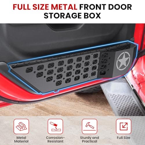DIAMOOKY Metal Front Door Pocket Storage Box for Jeep Wrangler JL JLU 4XE 2018-2026 & Gladiator JT 2020-2023 2024 2025 2026 Accessories Door Organizer Storage Molle Panels (Not for Power Seats), 2PCS - Thumbnail 6