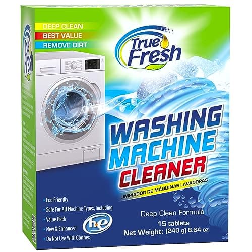 True Fresh Washing Machine Cleaner Descaler 15 Pack Tablets, Deep Cleaning Deodorizer for HE Front & Top Load Washers, Eliminates Odor Buildup Residue Grime, Cleans Drum Pump Valve Hoses Septic Safe - Image 1