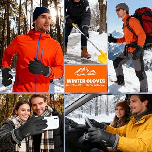 Winter Waterproof Ski Snow Warm Gloves for Women Men, Windproof Cold Weather Thermal with Touchscreen Fingers, for Running Driving Cycling Hiking Biking Outdoor Sports Daily Work (Balck, X-Large) - Thumbnail 6