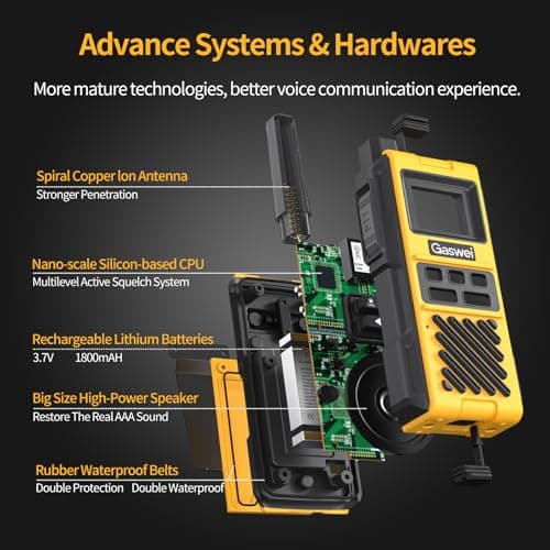Gaswei G1pro IP67 Waterproof FRS Heavy Duty Long Range Walkie Talkies for Adults, vibrate Rechargeable 2 watt Emergency Two Way Radios, 22 Channel Walky Talky with Li-ion Battery, VOX ，USB-C (2pack) - Thumbnail 2