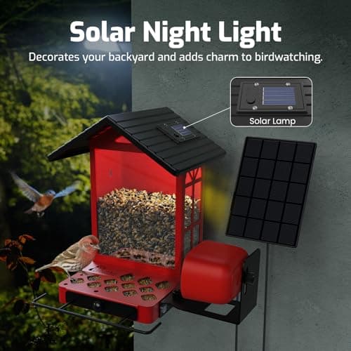 Richbird Smart Bird Feeder Camera with Vivid 2.5K Color Night Vision, Free AI Bird Identifier, Durable Squirrel-Resistant Metal Body, Solar Powered, Outdoor Gift for Mom Dad Birds Lovers - Thumbnail 2