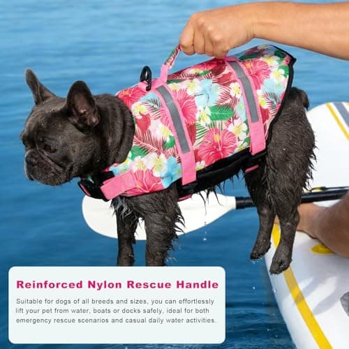 Doglay Dog Life Jacket, Dog Life Vest for Swimming Boating, Adjustable Puppy Life Jacket with Reflective Stripes, Superior Buoyancy Pet Swimming Vest for Small Medium and Large Dogs - Thumbnail 5