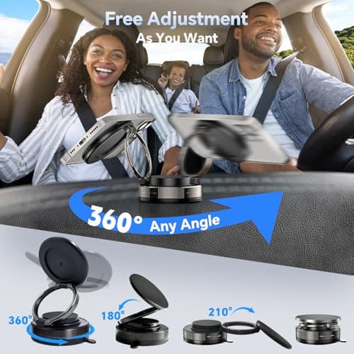 Miedecdel Magnetic Phone Holder for MagSafe, 360° Adjustable Car Phone Mount with 96+LBS Strongest Suction & 2800gf Strongest Magnetic for Dashboard/Gym/Mirror, Compatible with iPhone & Android - Thumbnail 4