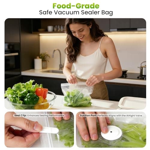 Compact Vacuum Sealer for Food, Rechargeable Handheld Vacuum Sealer Machine with 30 Reusable Vacuum Sealer Bags, Seal Meal Saver, Powerful Handheld Food Sealer for Freshness, Meal & Organizing - Thumbnail 4