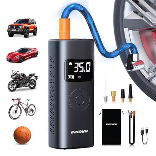 INNOVV P1 Portable Aluminum Tire Inflator 150PSI - 3X Faster Cordless Air Compressor with Auto-Shutoff, Electric Car Air Pump & Tire Pressure Gauge for Car, Motorcycle, Bike, Ball - Image 1