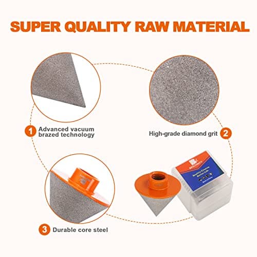 Diamond Beveling Chamfer Bit,BRSCHNITT 2 Inch (50mm) Diamond Finger Milling Bits with 5/8-11 Thread for enlarging, polishing and Bevelling The exsit Holes - Thumbnail 6