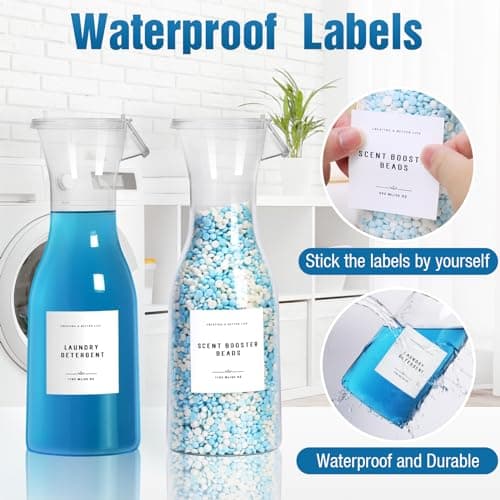 GIXSEGIE Laundry Detergent Dispenser Bottle 40oz with Waterproof Label for Detergent, Soap, Fabric Softener, Scent Booster Beads, Sturdy PET Bottle for Laundry Room Decor 3 Pack - Thumbnail 5