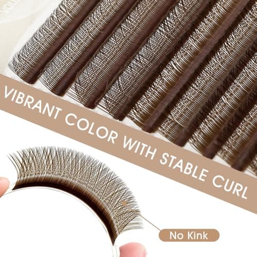NATUHANA 4D YY Eyelash Extension Colored 0.07mm C Curl 8-14mm Mixed Tray Premade Fan 2D Y Shape Volume Lash 12 Rows Color Lashes (8-14 MIX, Brown, 0.07 C) - Thumbnail 5