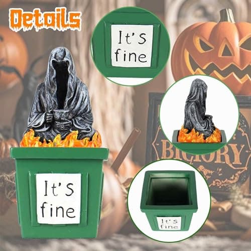 TTDOM Grim Reaper Statue Gothic Decor Dumpster Fire Gifts for Coworkers Boss Gifts Housewarming Gifts Bookshelf Decor for Home Office - Thumbnail 5