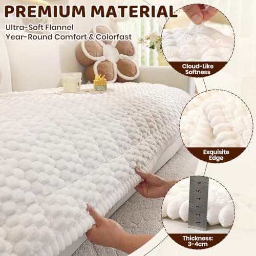 Royhom Couch Cover for Dogs Washable, Soft Thick Pet Couch Covers for Sofa, Pawcart Couch Protector Pet Friendly, Furniture Covers Dog Mat for Couches and Sofas (White, 27.6 x 59 Inch) - Thumbnail 4