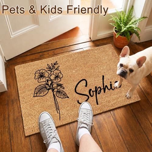 Fincekoom Personalized Natural Coco Coir Door Mat with Heavy Duty Backing Custom Non-Slip Front Door Welcome Mats for Outside Entrance or Porch Entry Housewarming Gift for Home Decor - Thumbnail 6