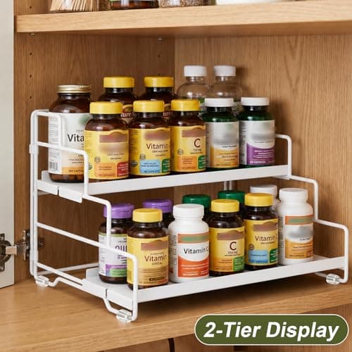 4-Tier Spice Rack Organizer for Cabinet, Adjustable Tiered Seasoning Holder, Metal Spice Shelf Organization for Kitchen, Countertop Cupboard Pantry, Space Saving Storage Shelf, Stepped Display Riser - Thumbnail 6