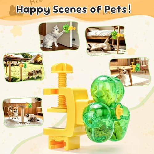 Cat Toy for Indoor Cats, Clover Shape Treat Dispenser,Interactive Puzzle cat Toy for IQ Training,Enrichment Toys as Gifts for Pupies，Cats,Dogs - Thumbnail 3