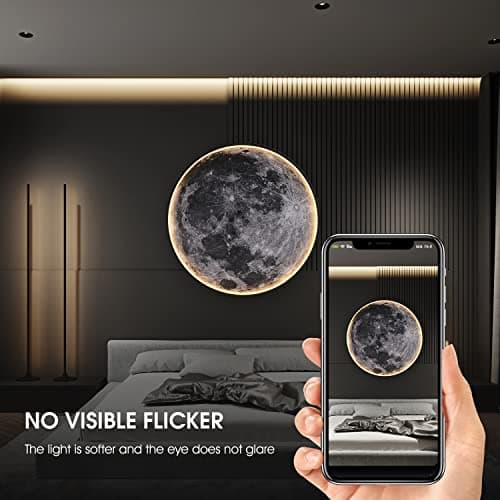 AHAWILL Flush Mount Led Dimmable Ceiling Light Fixture with Remote Control,23.6 "Wall Mounted Decorative Moon Ceiling Light for Bedrooms and Living Rooms.(50W) - Thumbnail 6