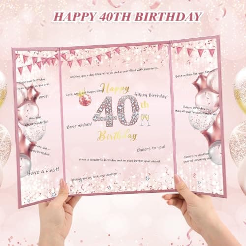 WSICSE 40Th Birthday Guest Book Alternative Card, Rose Gold, 18 x 12 Inch - Thumbnail 4
