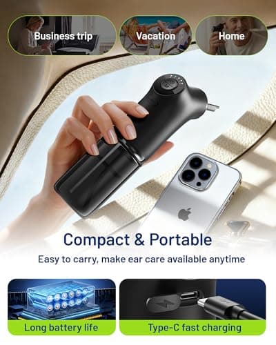 KAUGIC Smart Visual Ear Wax Removal with 1080P Camera - FSA HSA Eligible - Electric Ear Cleaner Kit with 4 Modes - 10 Ear Tips - Ear Irrigation&Flushing Kits for Adults - Thumbnail 6