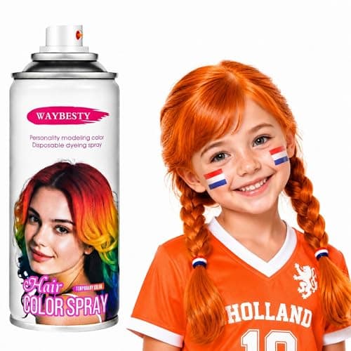 Orange Hair Spray Temporary Orange Hair Color Spray for Kids, Women, Men, Washable One-Day Hair Color Wax Dye, Natural Hair Strong Style for World Cup 2026, Cosplay, Party, Christmas, 120ml