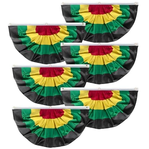 GOAUS Juneteenth Decorations 1.5x3 Ft African American Bunting Flags with Grommets, Black History Month Pleated Fan Banner Décor Set of 6 - Image 1
