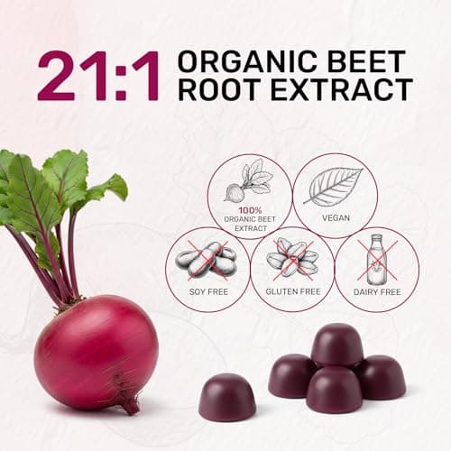 Organic Beet Root Gummies – Nitric Oxide Beetroot Gummies for Circulation, Heart & Energy Support with 21:1 Extract, Grape Seed & Black Pepper for Absorption – Sugar Free, Vegan, Non-GMO丨60 Gummies - Thumbnail 3
