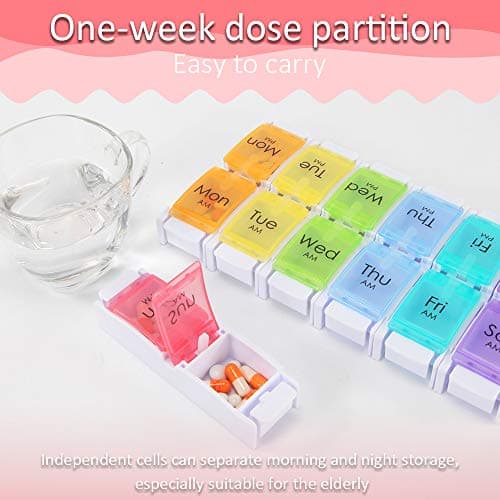 AM PM Pill Organizer 2 Times a Day, 7 Removable Daily Pill Cases with Permanent Printed Labels, Large Capacity for Fish Oil & Vitamins, BPA-Free Travel Medicine Holder for Seniors & Daily Use (1 Week) - Thumbnail 4