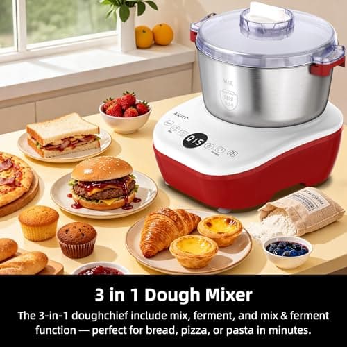AIZIYO DoughChief, Electric Dough Mixer 7.4Qt with Ferment Function, Dough Maker 304 Stainless Steel Bowl, Microcomputer Control, Face-up Touch Panel, Easy To Clean for Bread & Pizza - Thumbnail 2