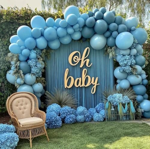 Dusty Blue Balloon Double Stuffed Slate Baby Blue Balloons Different Sizes 18/12/5 Inch Pastel Balloon Arch Kit for Birthday Baby Shower Gender Reveal Wedding Graduation Party Decorations - Thumbnail 5