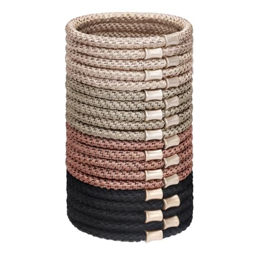 JessLab 20PCS Braided Hair Ties for Women, No Damage Hair Elastics with Metal Accent, Seamless No Crease Boho Bracelet Ponytail Holder, Urban Tones