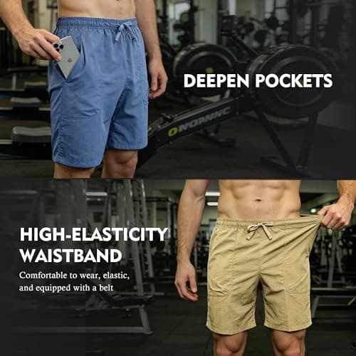 EMPTYPOP Mens Athletic Shorts with Pockets Lightweight Workout Shorts Quick Dry Basketball Shorts for Gym Running Golf Sports Black - Thumbnail 4