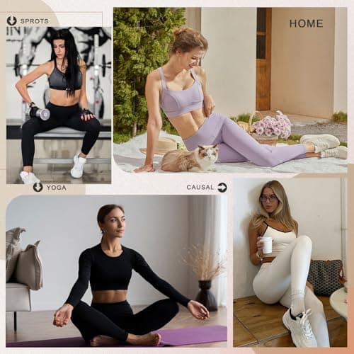 DHSO High Waisted Leggings for Women – Full/Knee Length Capri Tummy Control Buttery Soft Yoga Pants for Workout Athletic Light Pink XX-Large-3X-Large - Thumbnail 6