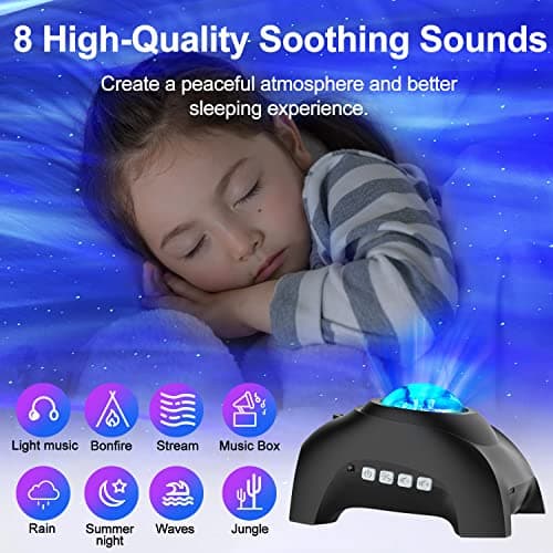 Star Projector, CIMELR Northern Galaxy Aurora Lights Projector with 33 Light Effects Bluetooth Speaker & White Noise, Remote Control Night Light for Bedroom, Room Decor, Party, Gift for Kids Adults - Thumbnail 3