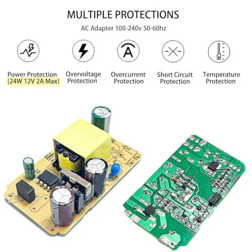 12V Power Supply 2A 12 Volt AC Adapter 100-240v 50-60hz Switching Adapter with 5.5 x 2.1mm DC Plug and 8 Tips Power Cord for LED Strip Light, CCTV Camera, Router, BT Speaker DC12V Transformer 1.5m - Thumbnail 5