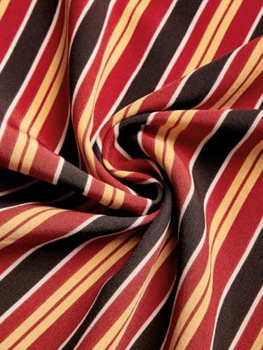 Hardaddy Men's Classic Color Contrast Striped Shirt Long Sleeve Casual Button Down Shirts Blouse Red 01 M - Thumbnail 2