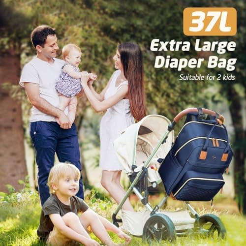 Tonyeee Diaper Bag Backpack, Extra Large Baby Diaper Bag for 2 Kids Twin - Thumbnail 3