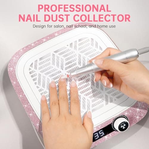 CHRISTINE SHELLY Nail Dust Collector, Rechargeable Dust Collector Nail Tech, Powerful Vacuum Fan Vent Dust Extractor Dust Suction Machine for Acrylic Nails Polishing Salon & Home - Thumbnail 3