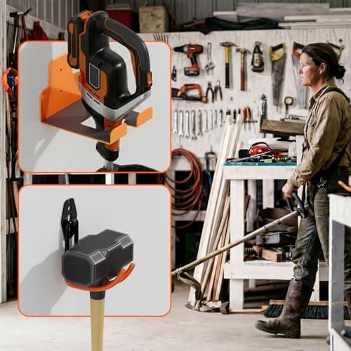 Azevix Weed Eater Hanger, Garage Wall Organizer, Heavy Duty Garden Tool Organizer Wall Mounted for Grass Trimmer, Hedge Trimmer - 2Pack - Thumbnail 6