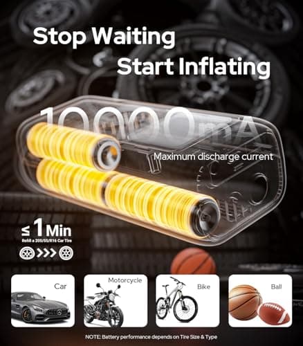 WARWOLF 160PSI Tire Inflator Portable Air Compressor, Electric Air Pump for Car Tires with Pressure Gauge, Dual Power 12V DC, LED Light, Auto Shut-Off, Tire Pump for Auto, Motorcycle, Bicycle, Balls - Thumbnail 3