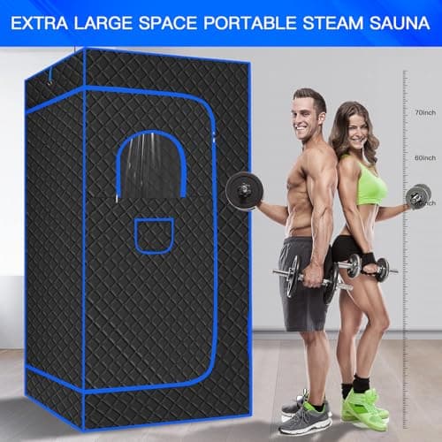 Mirrostory Portable Steam Sauna for Home, Full Body Sauna Box, Personal Sauna Steam Sauna Tent at Home Spa with 3L 1200W Steamer, Home Saunas Room for Gym, Pilates, Garage, Size of 71"x36"x36"(Black) - Thumbnail 4