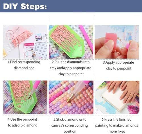ijbnhd Pig Diamond Art Painting Kits for Adults- Full Drill Diamond Painting for Beginners, 5D Diamond Painting Pictures Gem Art Painting Kits DIY Daisy Diamond Art Kits 12X16in - Thumbnail 6