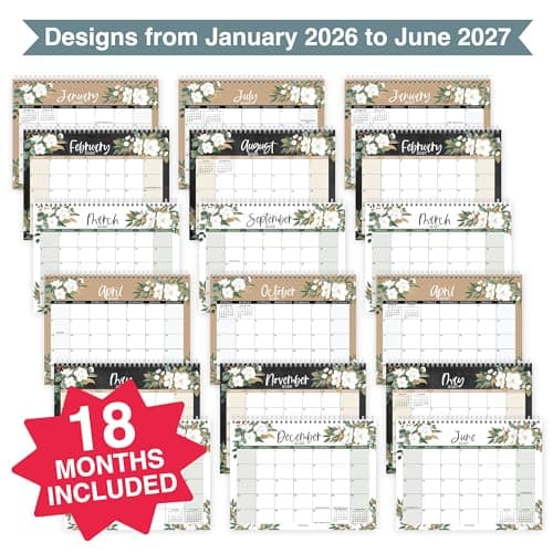 Small Desk Calendar 2026-18-Month 2026 Desk Calendar Small for Home, Office & Classroom, Standing Flip Desks Calendars 2026-2027, Teacher Appreciation Gifts, Graduation Gifts - Thumbnail 4