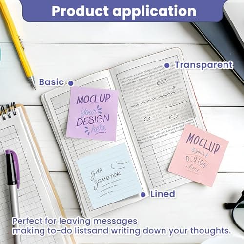 Lumspax 3x3 Inches Sticky Notes Variety Pack, 18 Pads Self Stick Notes, 50 Sheets/Pad, Included 8 Blank Pads, 6 Lined Pads and 4 Transparent Sticky Notes, 900 Total Sheets - Thumbnail 4