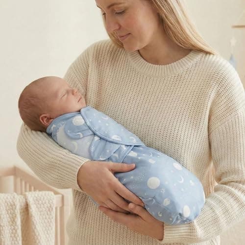 GLLQUEN BABY 3-Pack Baby Swaddle Sack for Newborns 0-3 Months, Adjustable Swaddle Wrap to Prevent Startle Reflex, Soft Breathable Sleep Sack for Boys & Girls, Space & Moon Pattern, Baby Essentials - Thumbnail 2