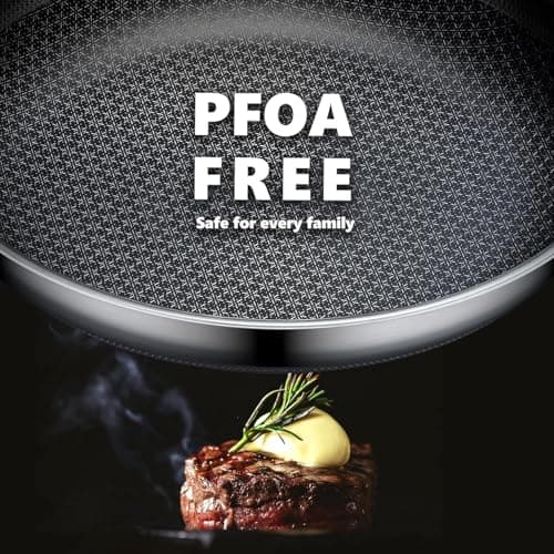 OATOFP Non Stick Frying Pans 12 inch, Hybrid Frying Skillets Nonstick,non stick Stainless Steel Pans, Dishwasher and Oven-Safe Chef Pan, Induction Compatible Cooking Pan, PFOA Free Cookware - Thumbnail 3