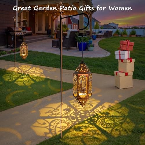 Go2garden 12.4" Solar Outdoor Lanterns Waterproof Garden Gifts Women, Moon Solar Outdoor Lights for Balcony,Backyard Porch Mothers Day Gifts for Mom, Grandma(2Pack, Red Copper) - Thumbnail 3