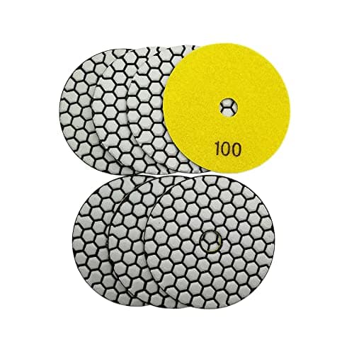 BRSCHNITT Dry Diamond Polishing Pad Set,7pcs 4 inch #100 for Stone Marble Quartz Granite Sanding Disc Countertop Polish Polisher Pads Kit Tools Used on Grinder or Polisher - Image 1