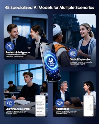 JIJ AI Translation Earbuds: 170 Languages & 0.45s Instant Real-Time Translator, Smart AI Headphones with Meeting Notes & Transcription, Bluetooth 6.0 & ENC, Audífonos Traductores - Thumbnail 3