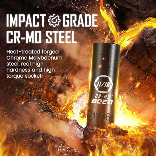 boen 119 Piece Impact Socket Set, 1/2" & 3/8" Drive Socket Set Deep/Shallow SAE/Metric, Cr-MO & S2, 6 Point, Impact Bit, Allen Sockets Included - Thumbnail 2