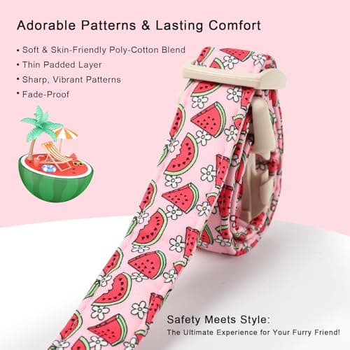 Babole Pet Summer Dog Collar Pink Watermelon Girl Dog Collars for Large Dogs - Lightweight Adjustable Cute Female Dogs Everyday Collar with Safety Buckle L - Thumbnail 4